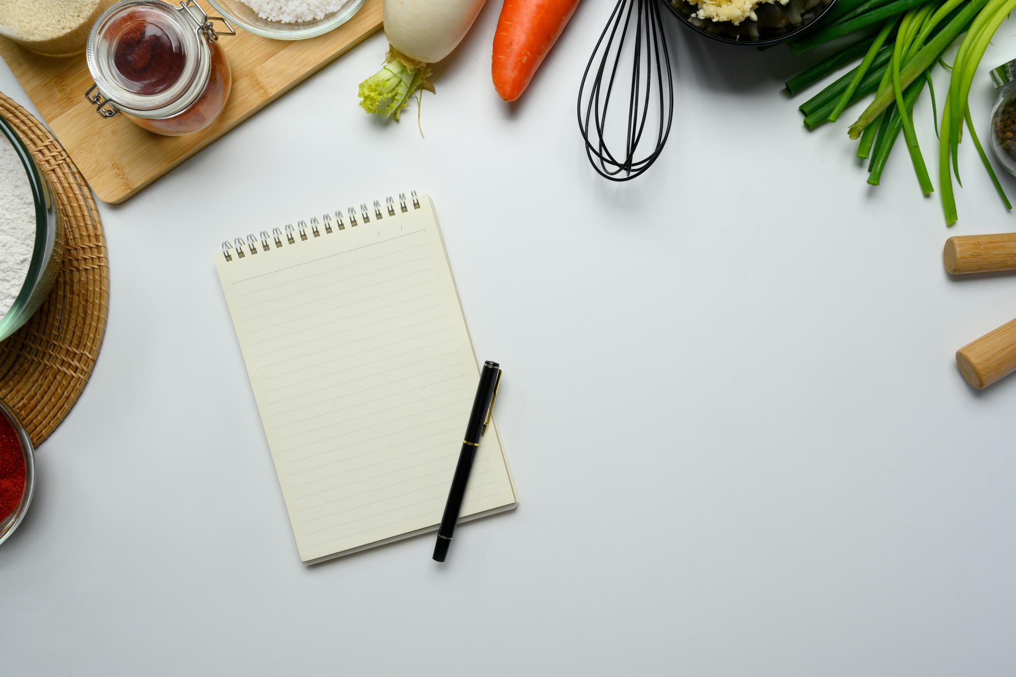 Ingredient flatlay with notes